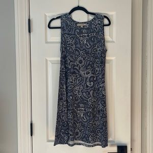 Loft Sleeveless Dress, Printed, Blue/Grey, Size XS